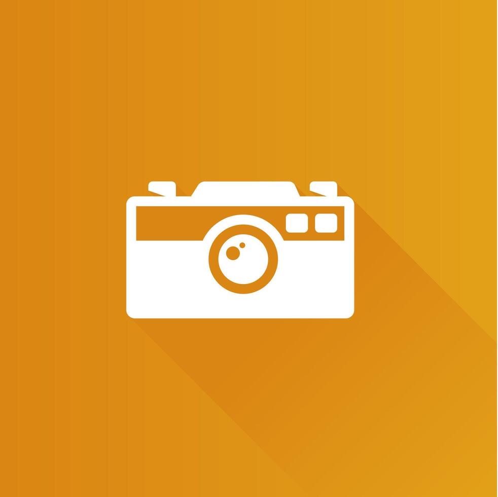 Range finder camera flat color icon long shadow vector illustration