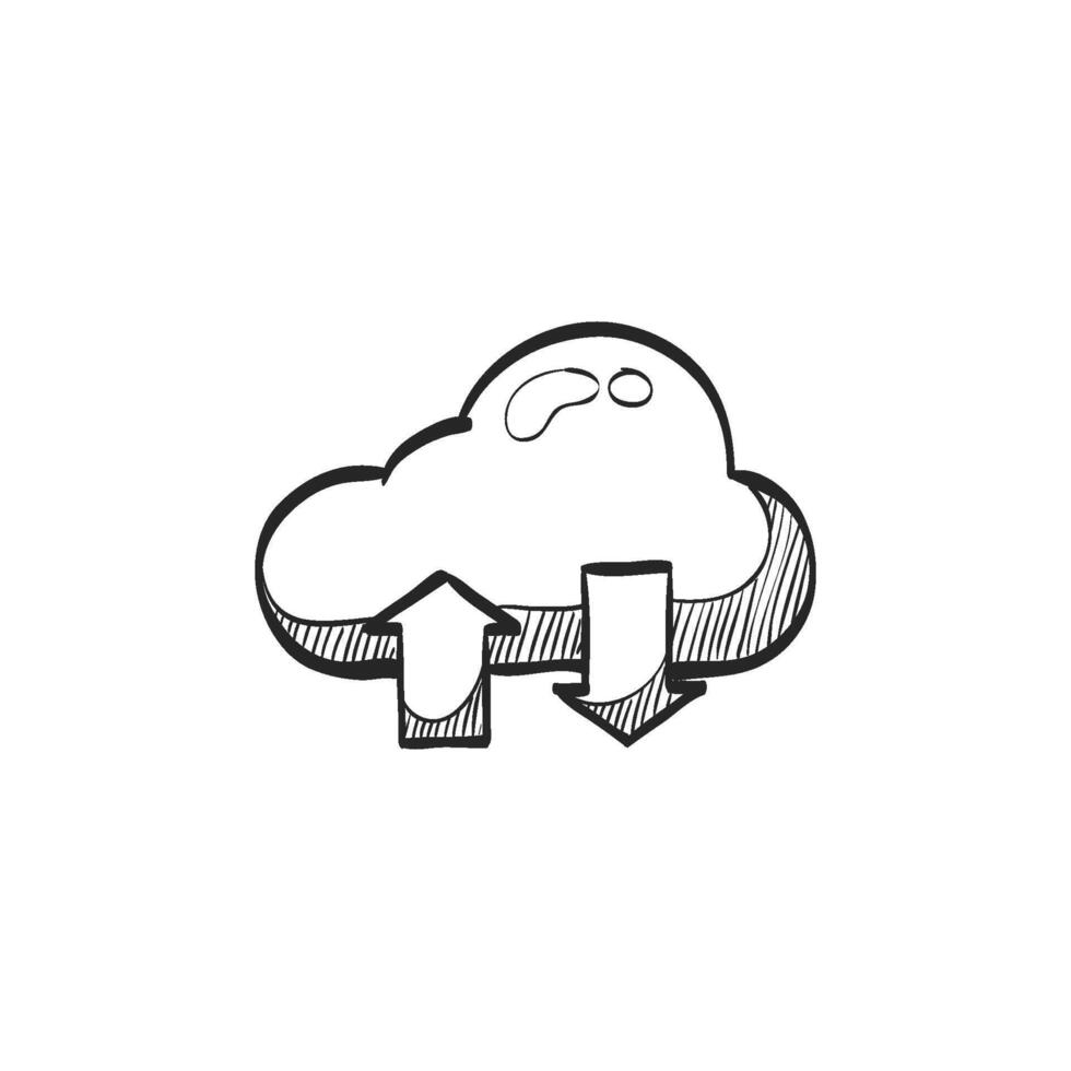 Hand drawn sketch icon cloud storage vector