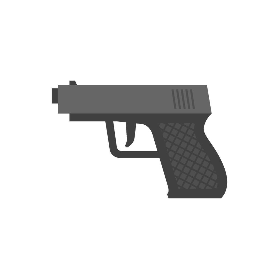 Arm gun icon in flat color style. Pistol automatic police justice crime trigger protection vector