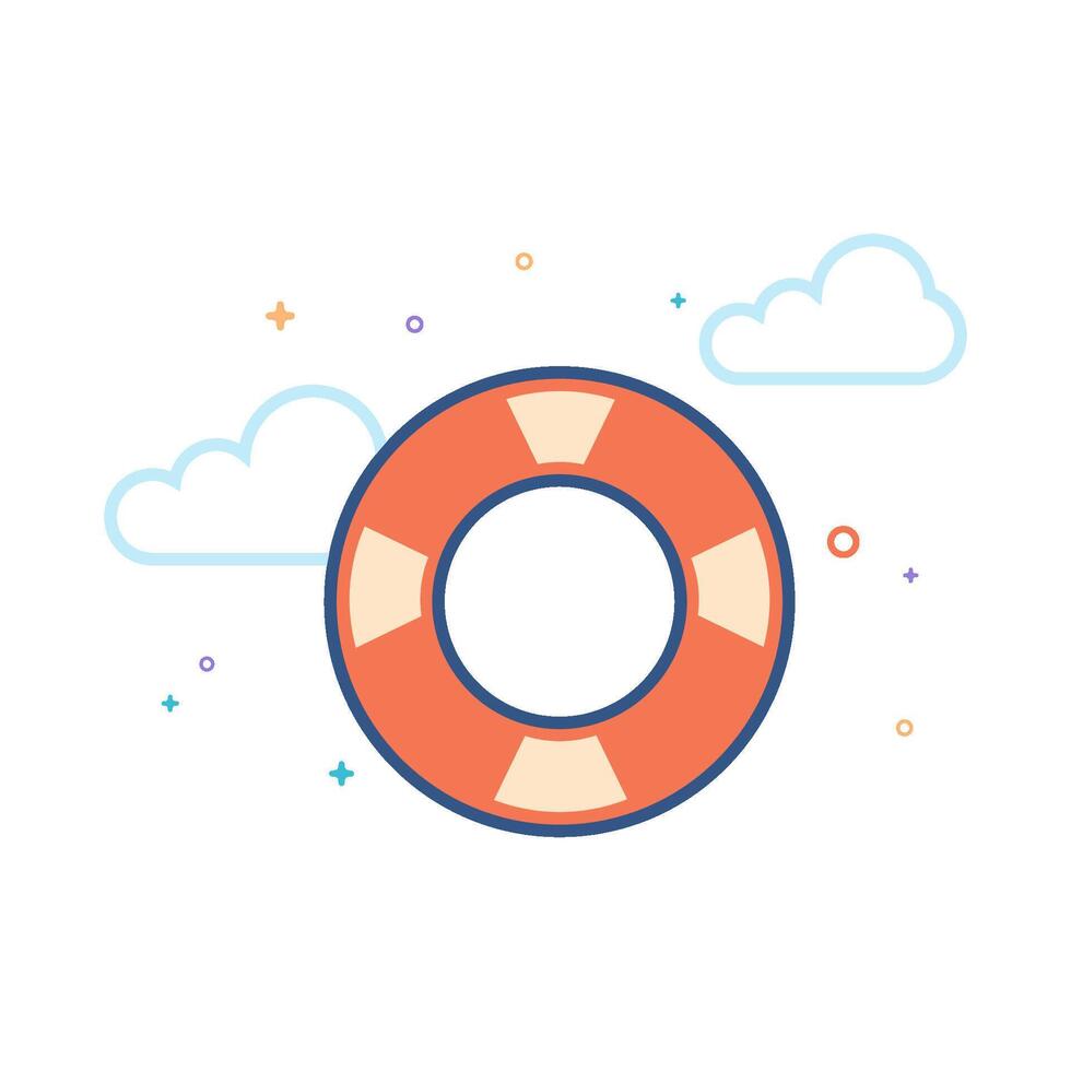 Ring buoy icon flat color style vector illustration