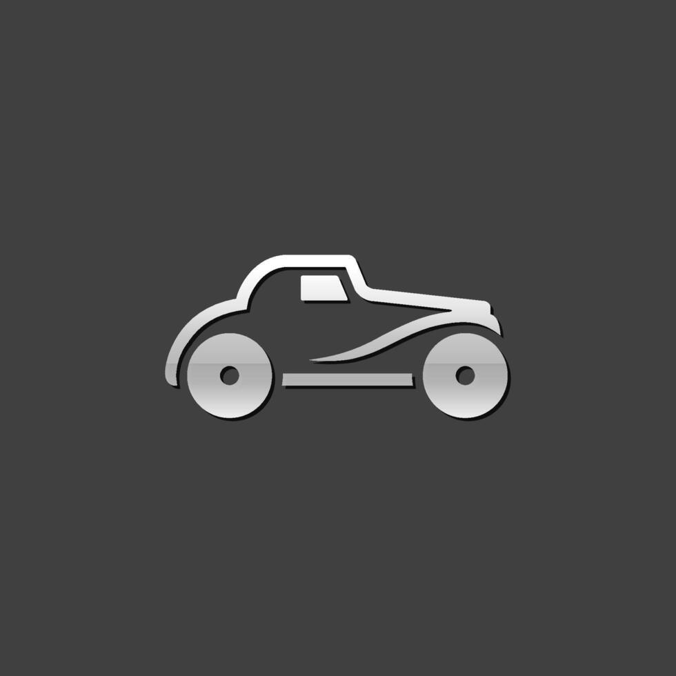 Clásico coche icono en metálico gris color estilo.retro automotor juguete vector