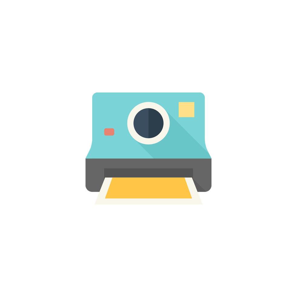 Instant camera icon in flat color style. Vintage retro photography photo mechanical analog film shooting instant paper vector