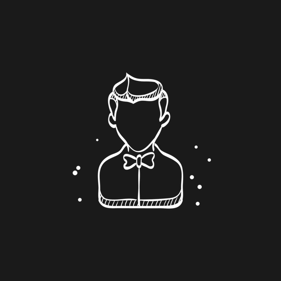 Waiter avatar doodle sketch illustration vector