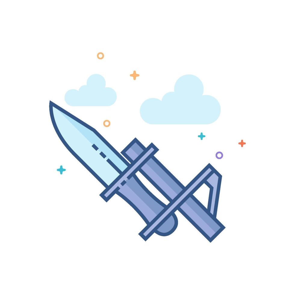 Bayonet knife icon flat color style vector illustration