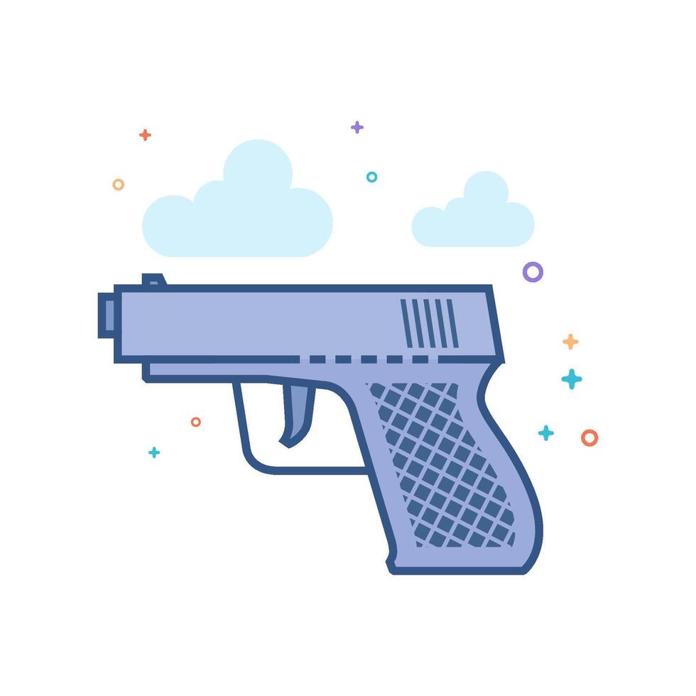 brazo pistola icono plano color estilo vector ilustración