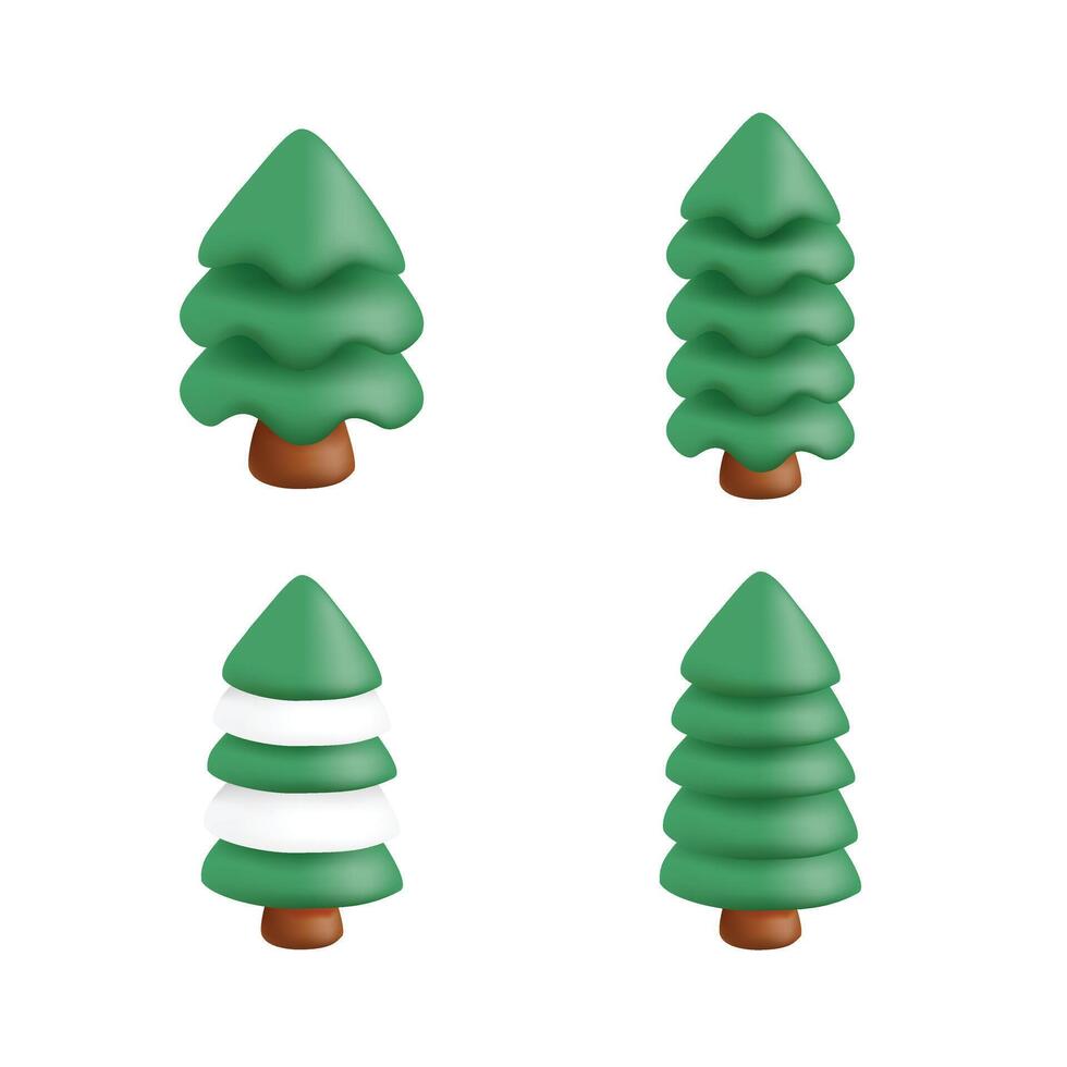 Pine 3d icon vector render illustration