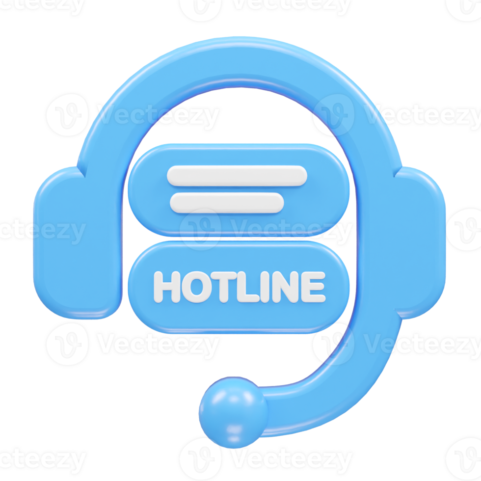 Customer support icon hotline 3d rendering illustration element png