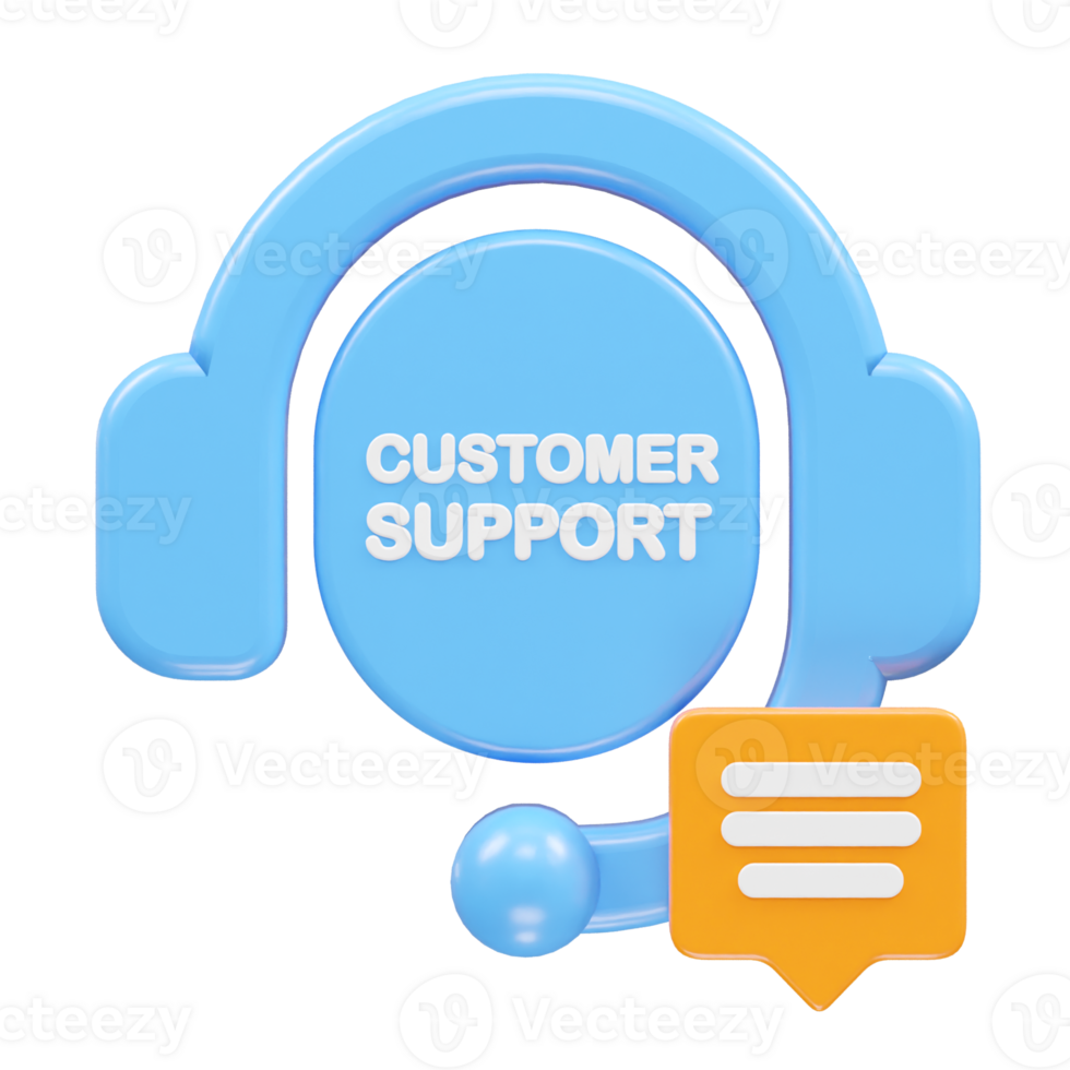 Customer support icon hotline 3d rendering illustration element png