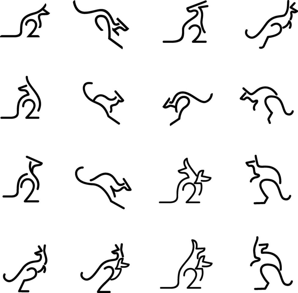 Set of kangaroo line logo icon design illustration vector