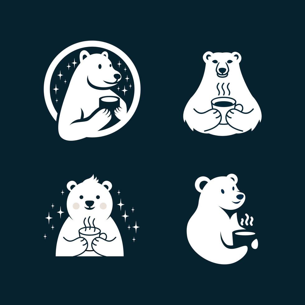 polar oso café logo icono ilustración diseño vector