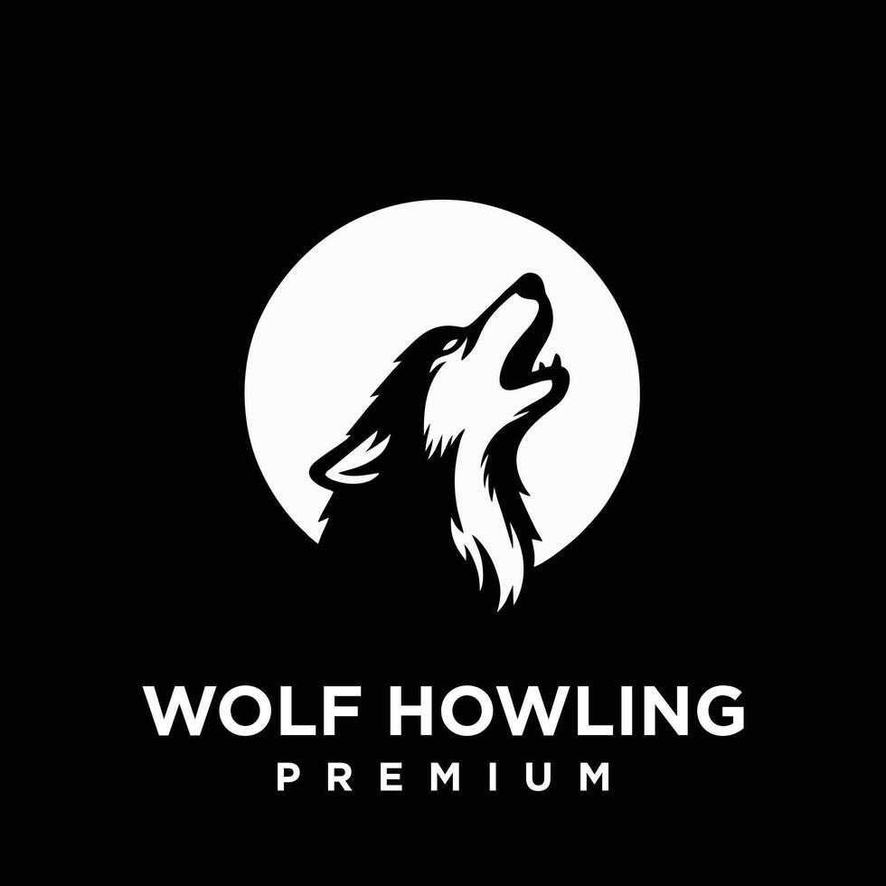 Wolf howling head logo icon design illustration vector