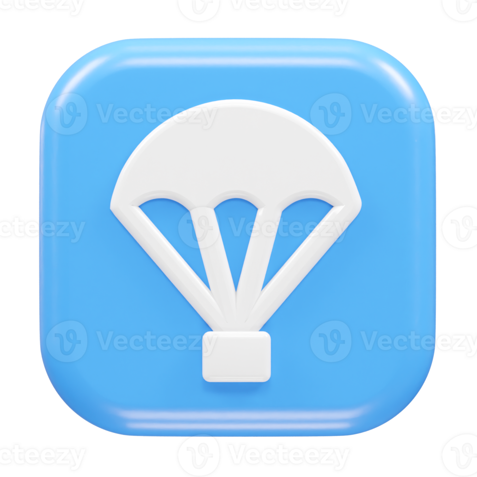 Parachute icon 3d illustration 3d rendering element png