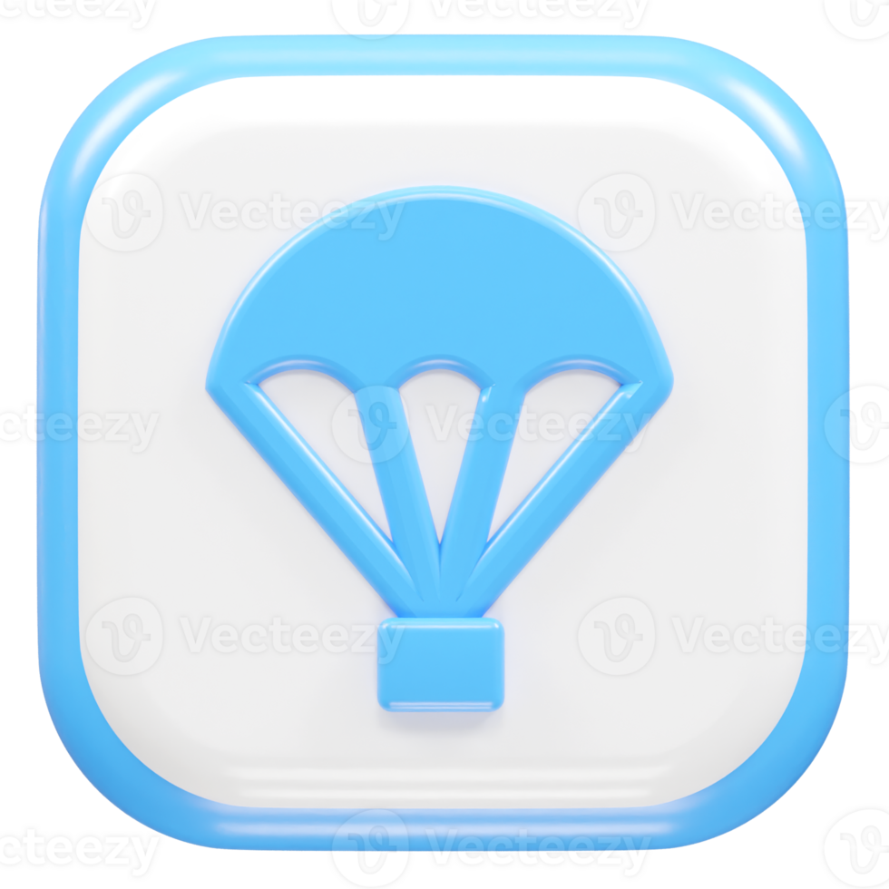 Parachute icon 3d illustration 3d rendering element png