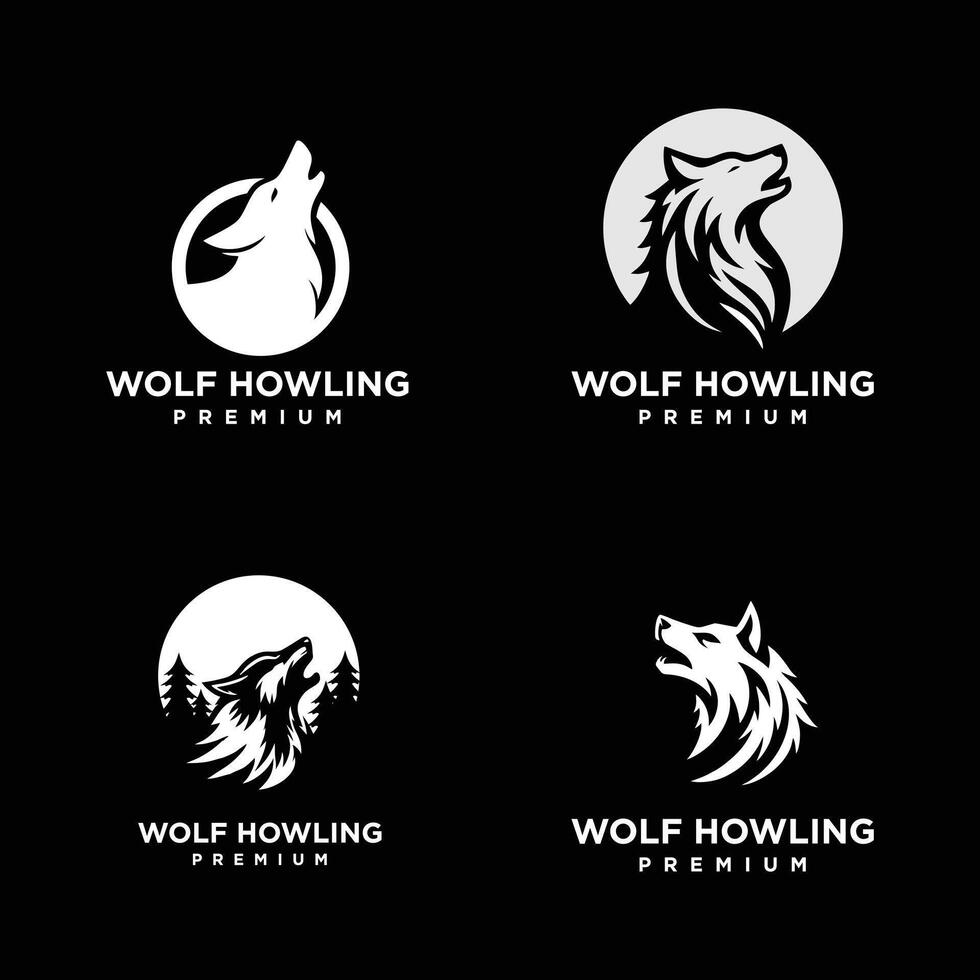 Wolf howling head logo icon design illustration vector