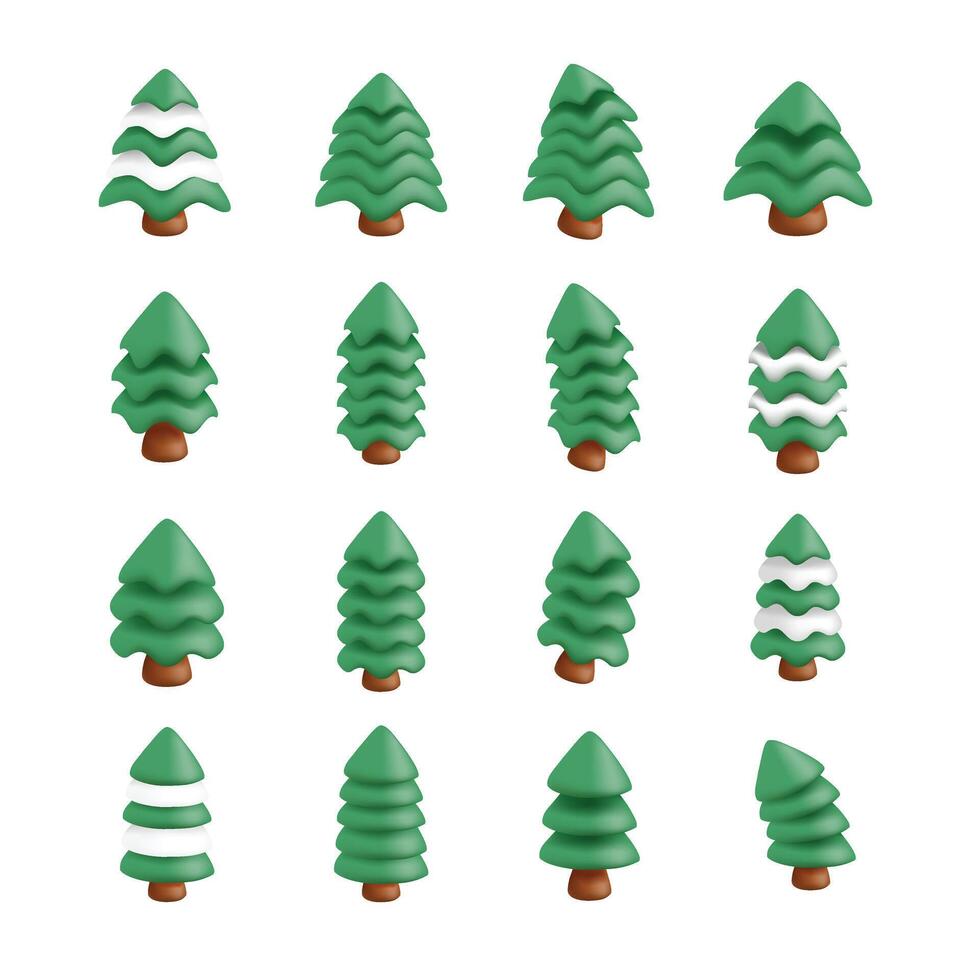 Pine 3d icon vector render illustration