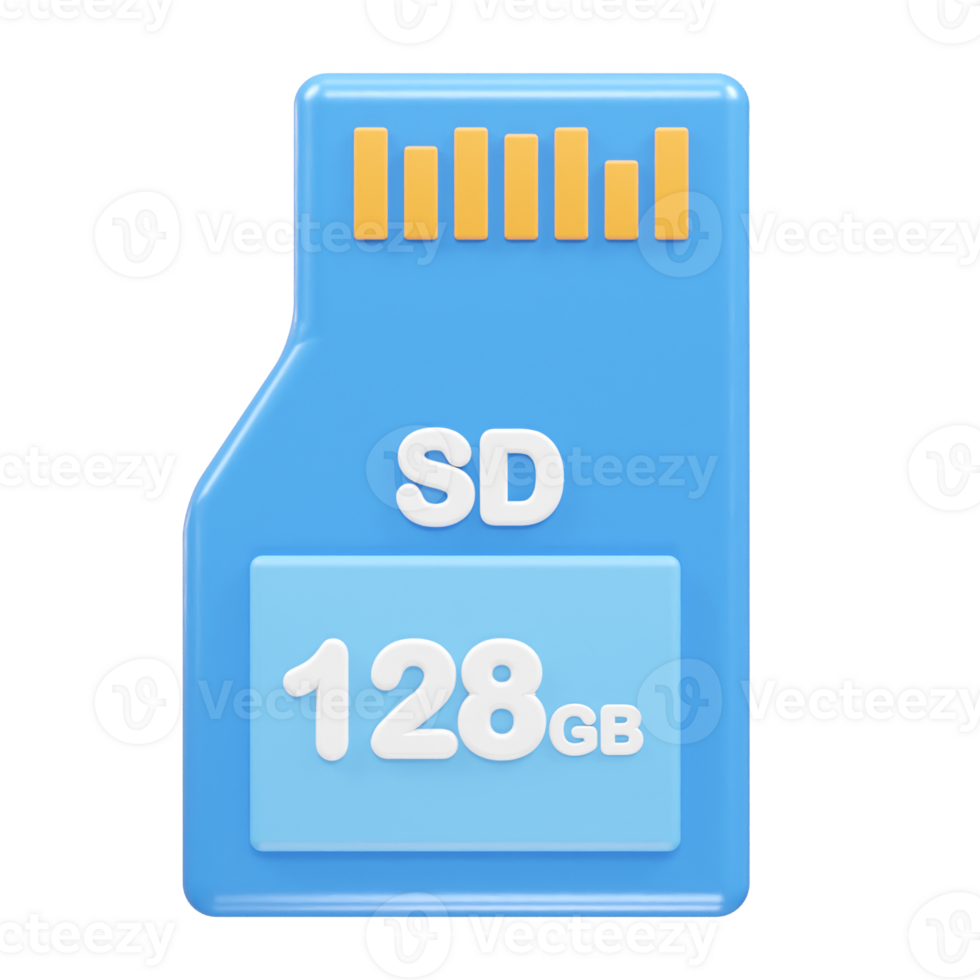 Sd card 128gb icon 3d illustration rendering element png