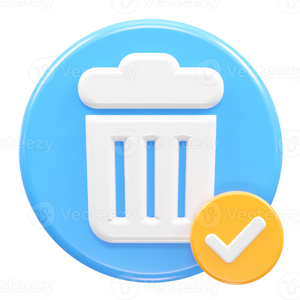 Recycle bin icon 3d render illustration element transparent png