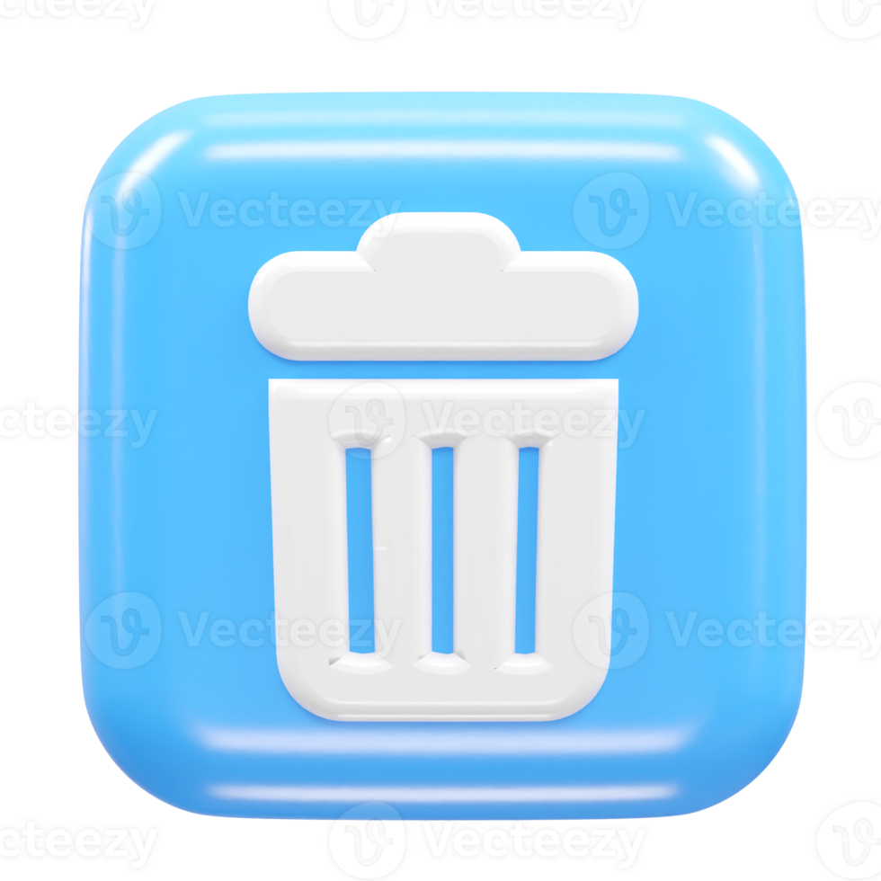 Recycle bin icon 3d render illustration element transparent png
