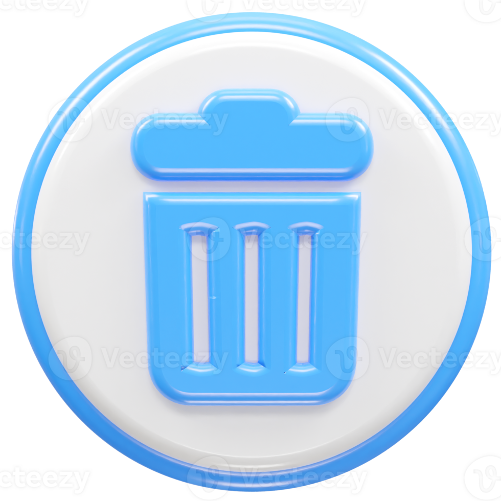 Recycle bin icon 3d render illustration element transparent png