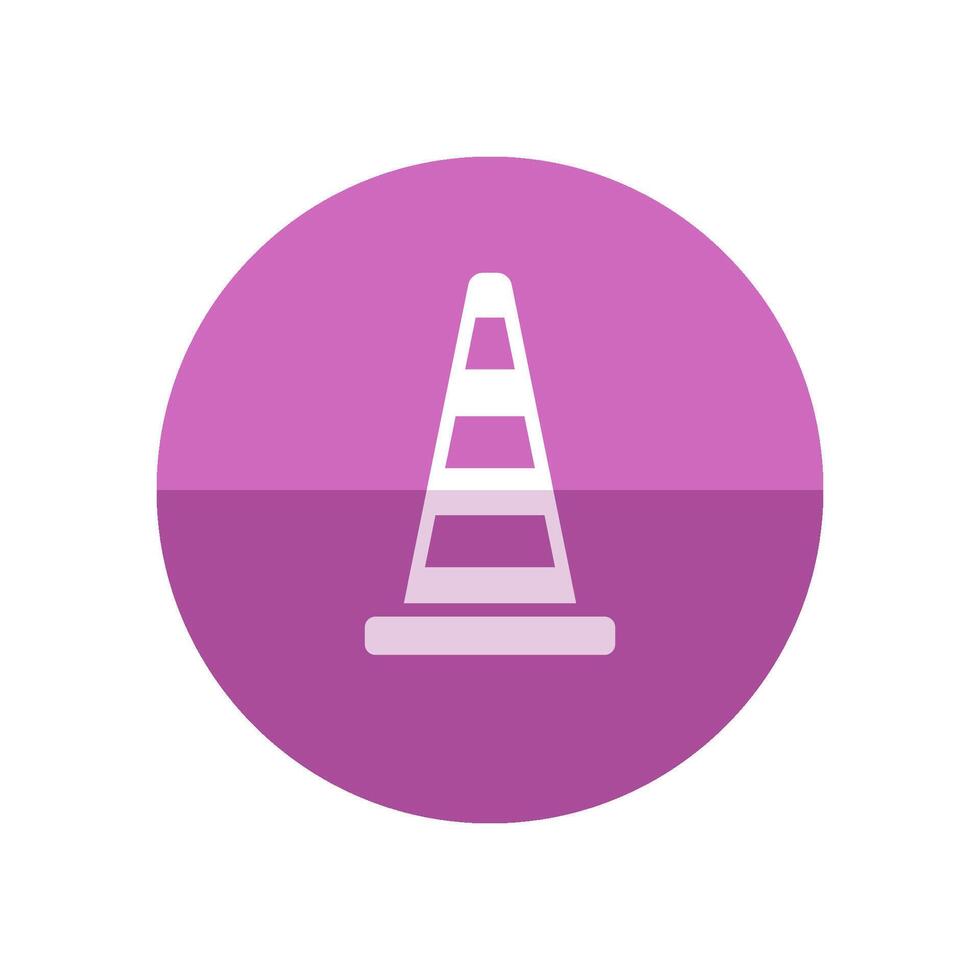 Traffic cone icon in flat color circle style. Road construction warning alert internet web page under construction vector