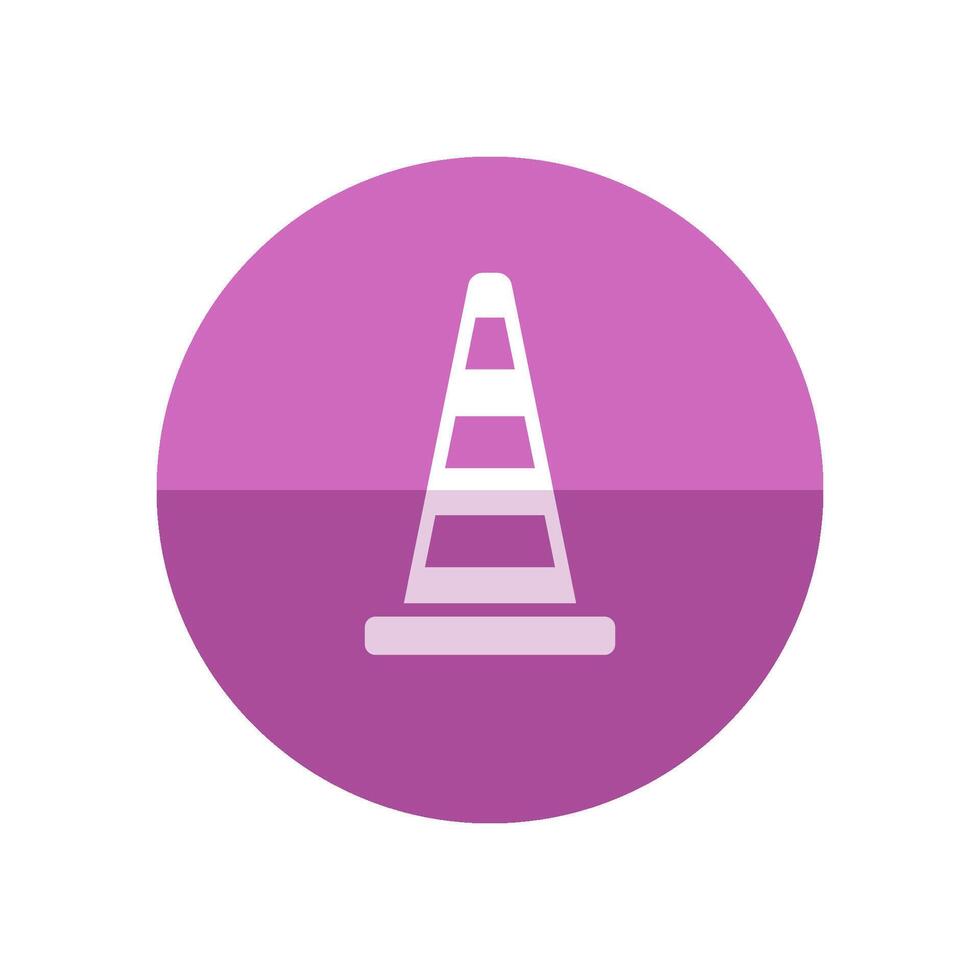 Traffic cone icon in flat color circle style. Road construction warning alert internet web page under construction vector