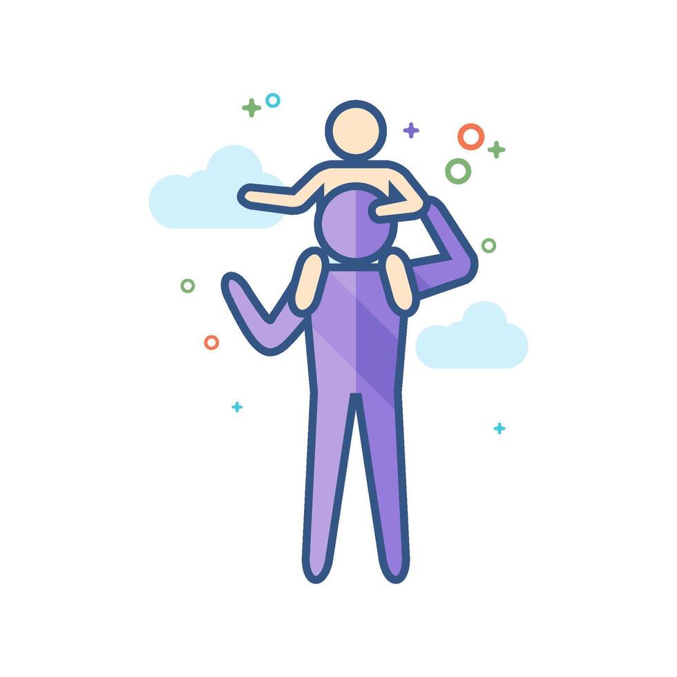 Man holding kid icon flat color style vector illustration