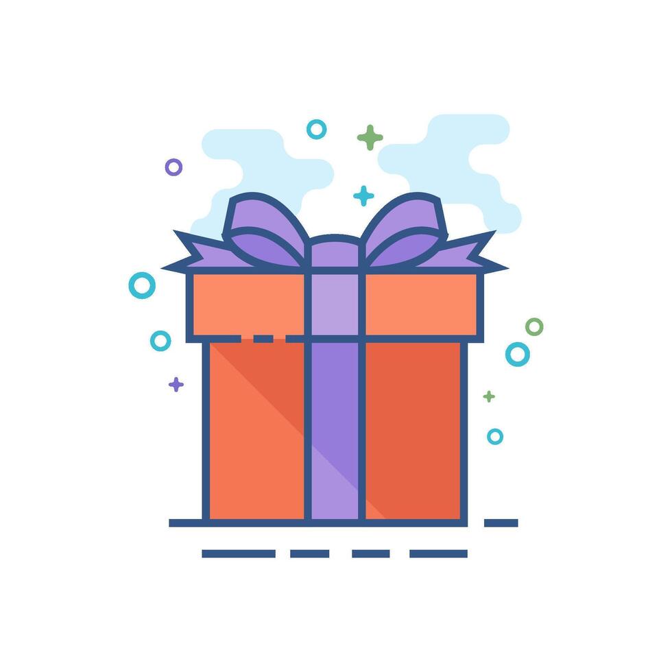 Gift box icon flat color style vector illustration