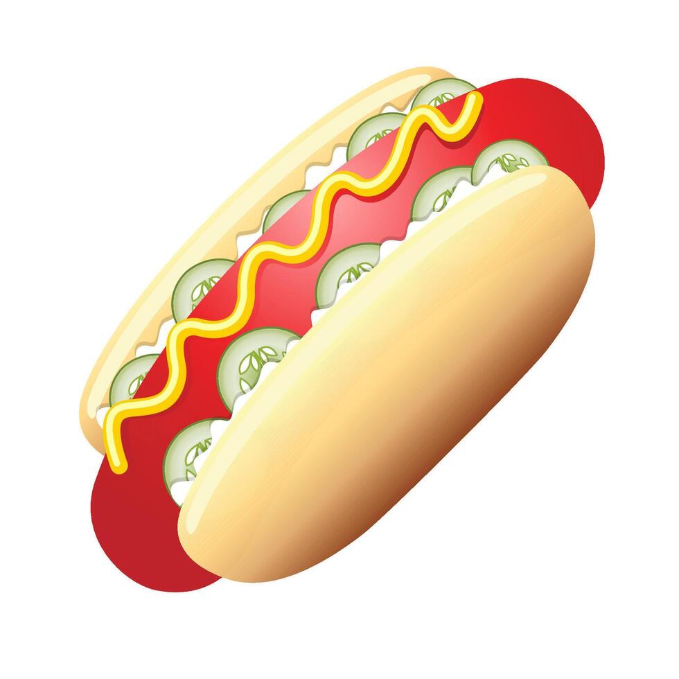 Hot dog icon in color. Fast food junk American vector