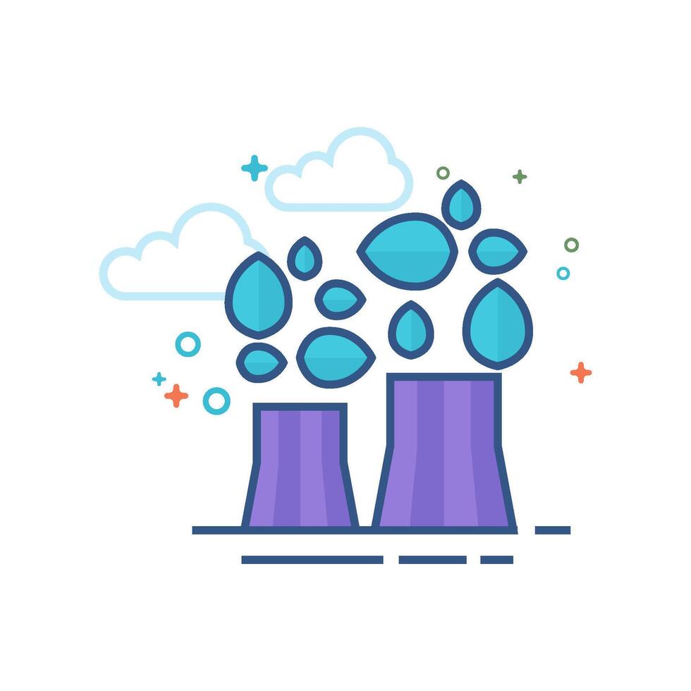 Nuclear plant with leaves icon flat color style vector illustration