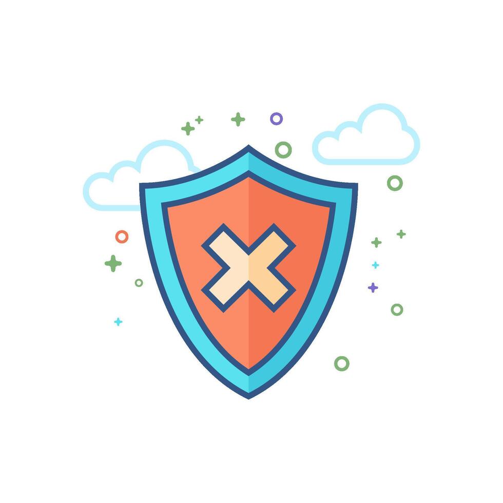 Shield icon flat color style vector illustration