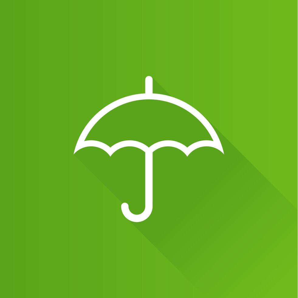 Umbrella flat color icon long shadow vector illustration