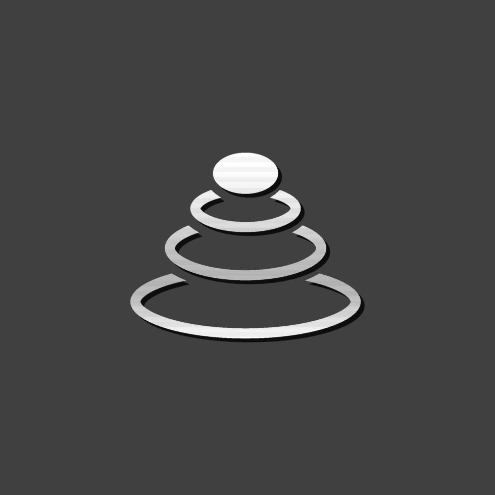 Stacked stone icon in metallic grey color style.Spa meditation wellness vector