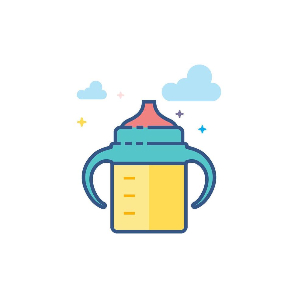 Milk bottle icon flat color style vector illustration