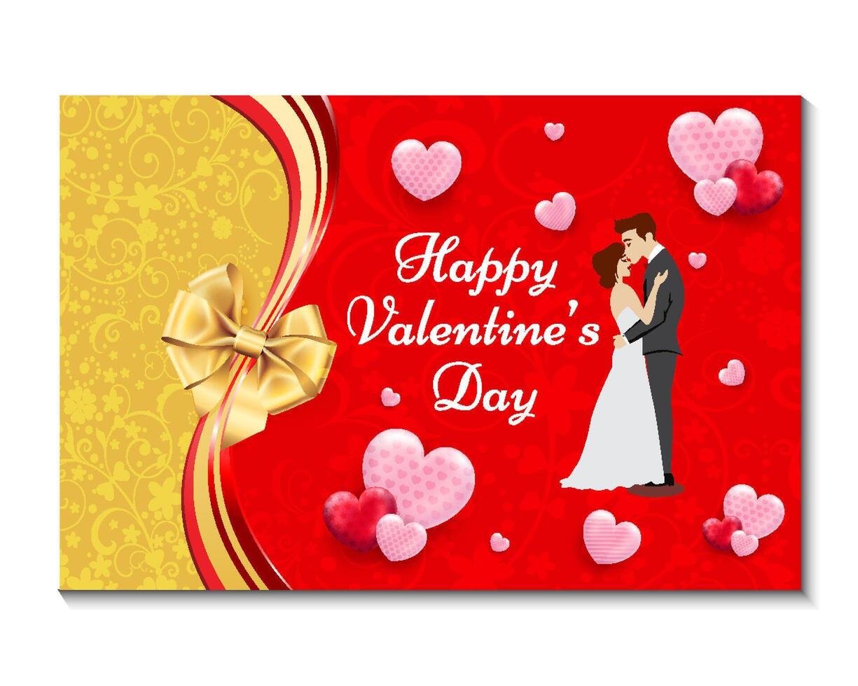 Valentine's day banner Red, white heart frame background, Greeting card, Trendy style. vector