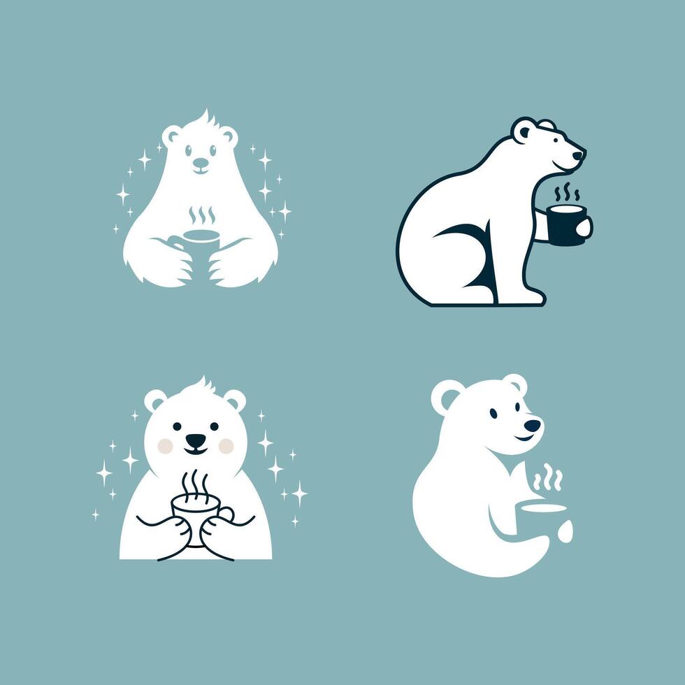 Polar Bear Coffee logo icon illustration design vector