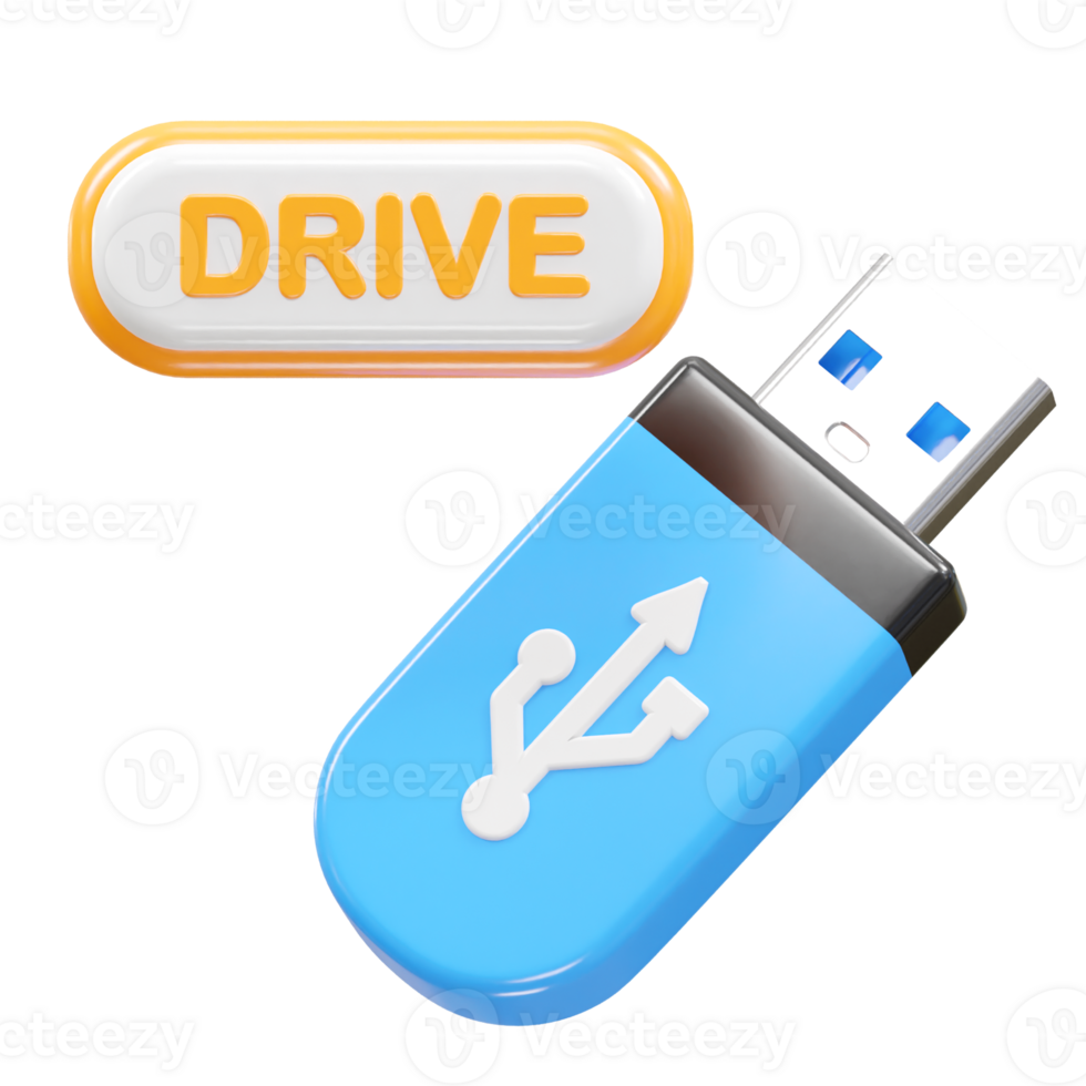 Pendrive usb icon 3d rendering illustration element png