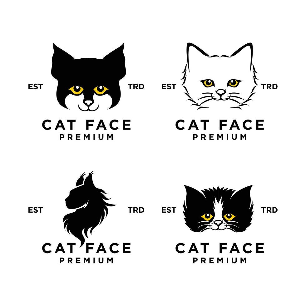 gato cara cabeza logo icono diseño ilustración vector