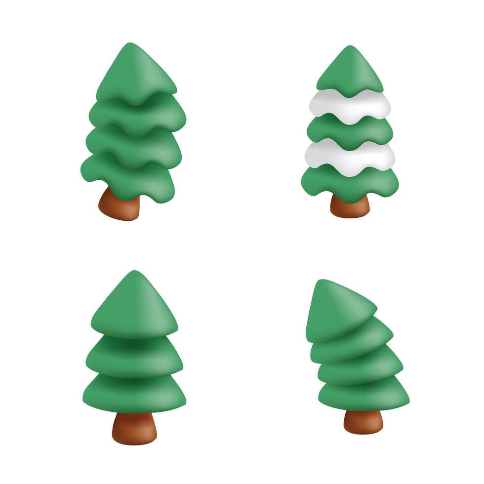 Pine 3d icon vector render illustration