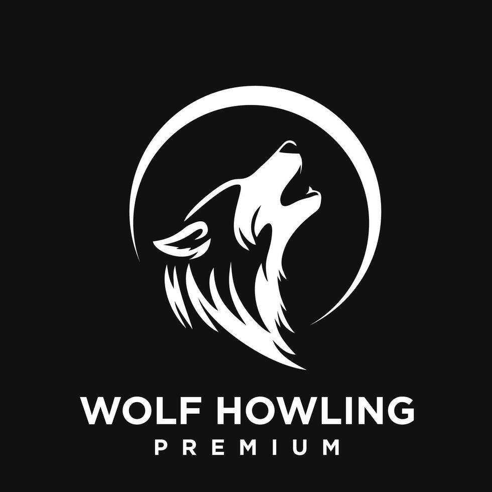 Wolf howling head logo icon design illustration vector