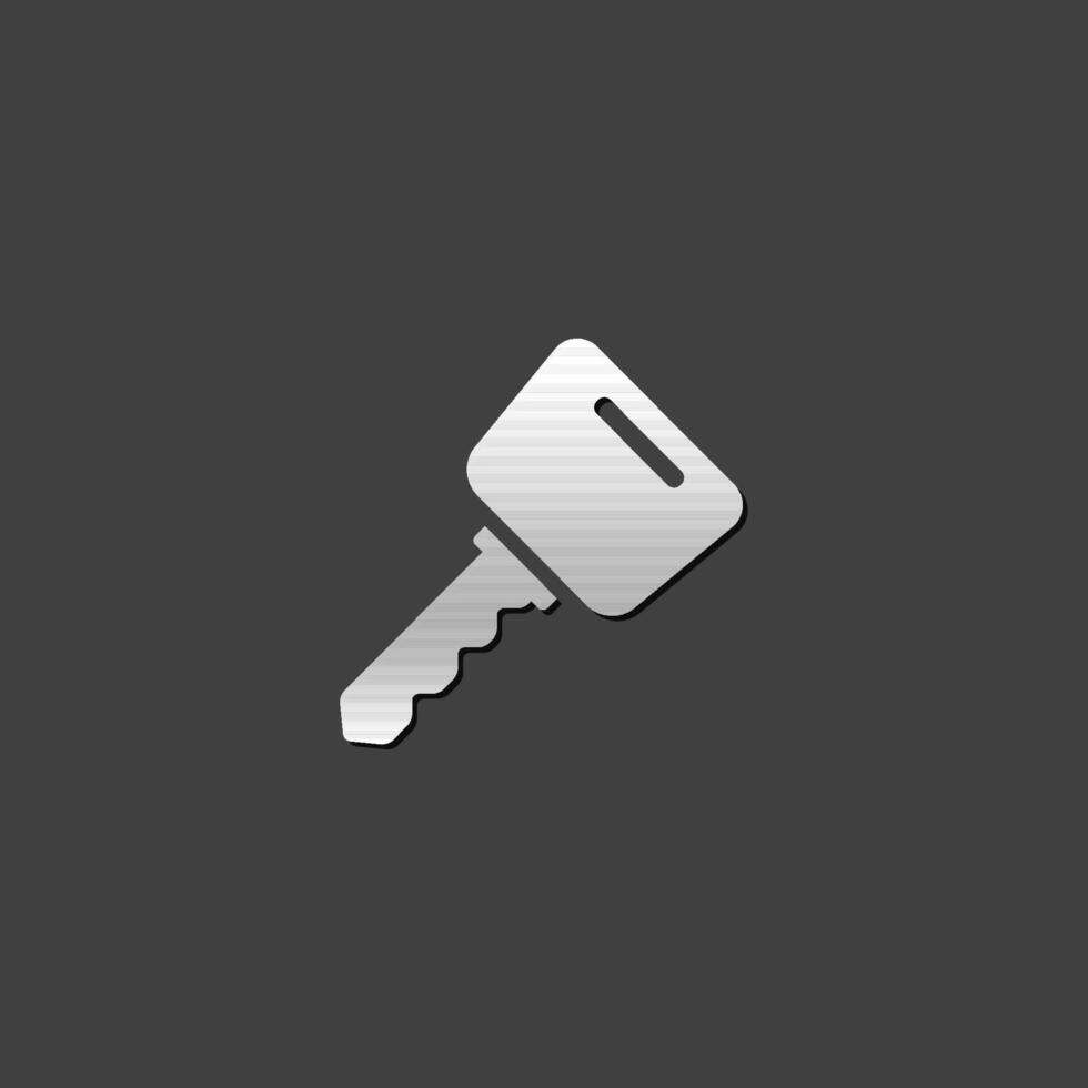 Key icon in metallic grey color style. Safety protection house vector