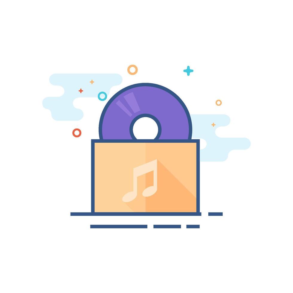 Music album icon flat color style vector illustration