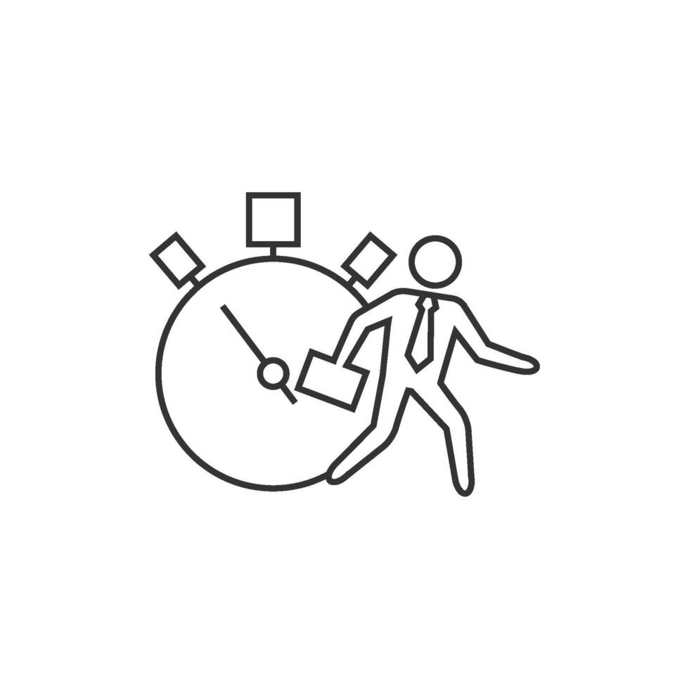 Businessman clock icon in thin outline style vector