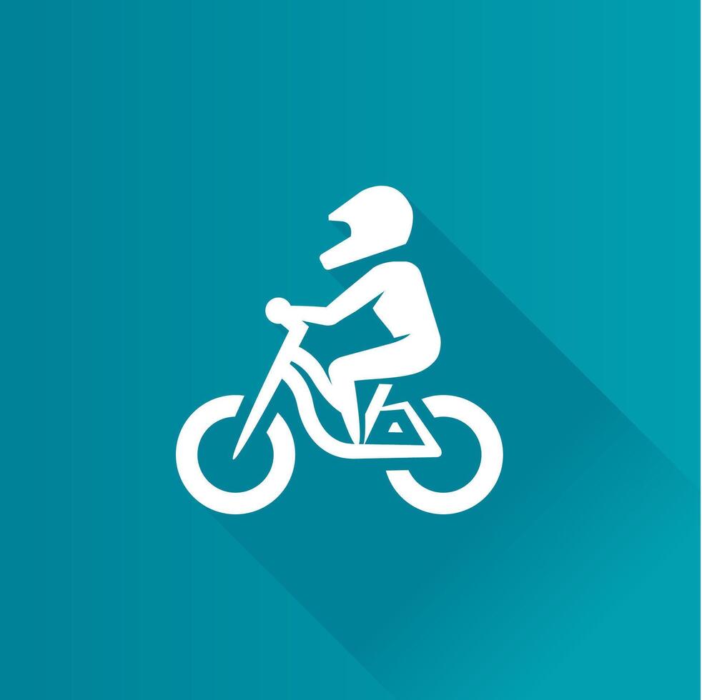 Mountain biker flat color icon long shadow vector illustration