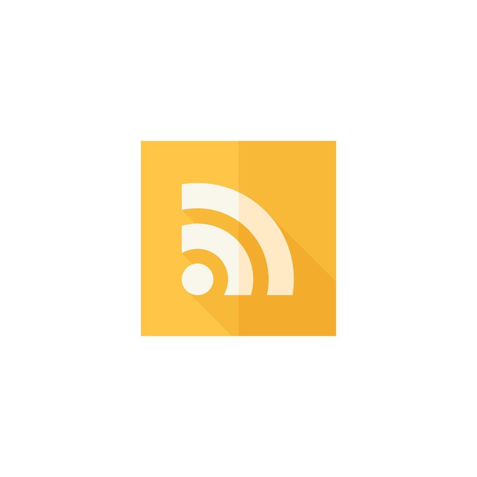 RSS symbol in flat color style. Reader feed syndication news vector