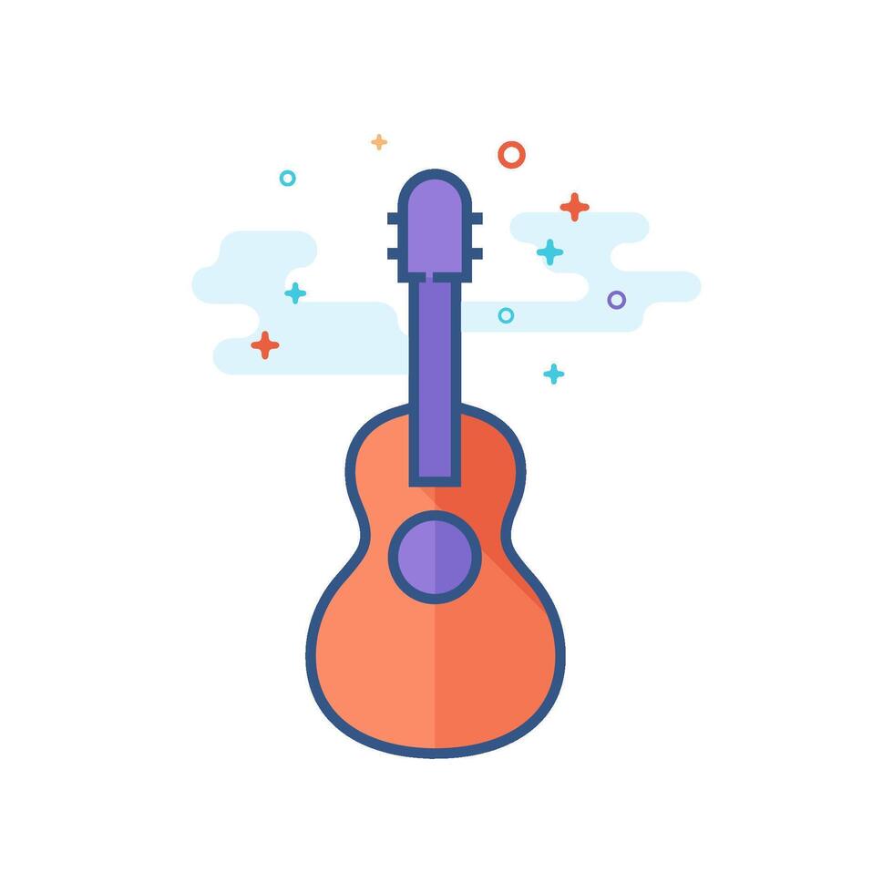 Guitar icon flat color style vector illustration