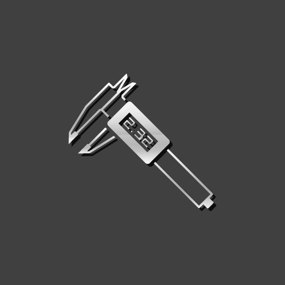 Digital caliper icon in metallic grey color style. Instrument equipment measurement vector