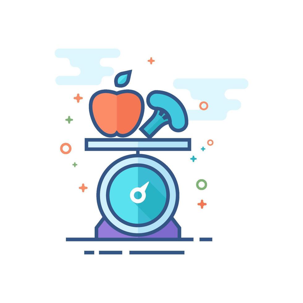 Food scale icon flat color style vector illustration