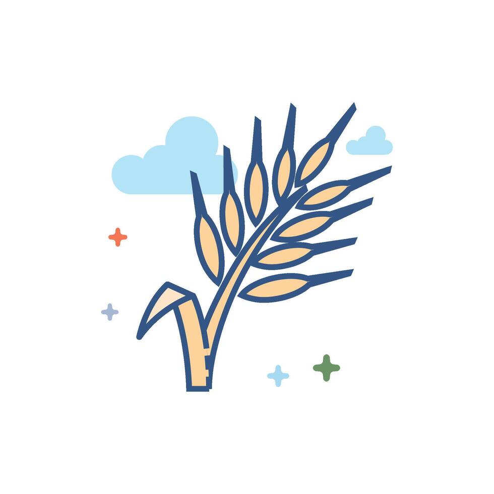 Wheat icon flat color style vector illustration