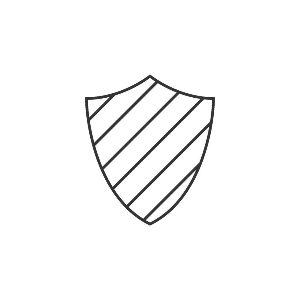 Shield icon in thin outline style vector