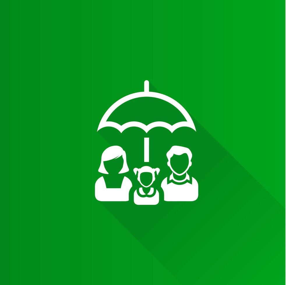 Family umbrella flat color icon long shadow vector illustration